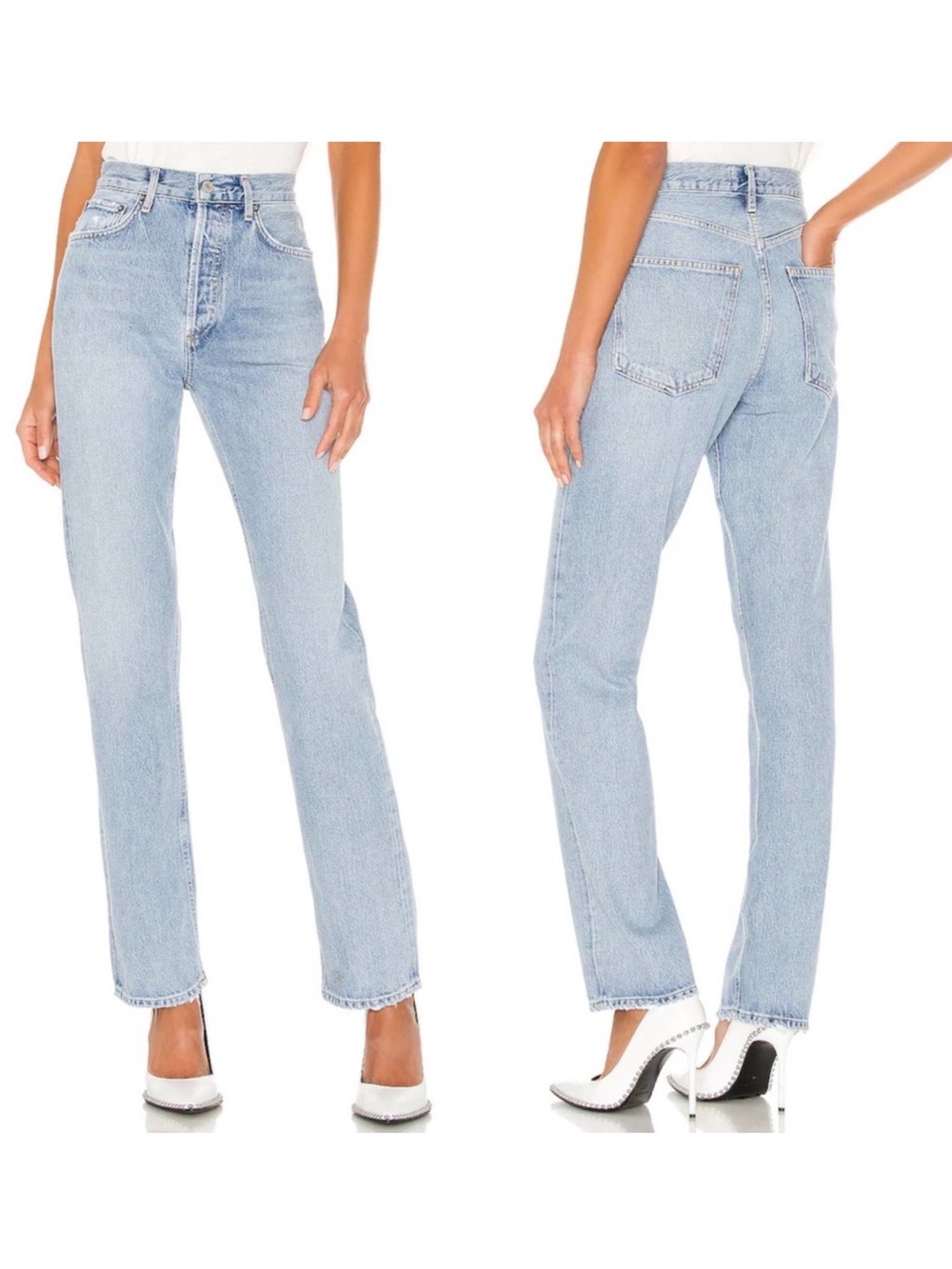 Agolde Lana Straight Leg Riptide Wash Lightly Distressed Jeans Sz 29 NWT - Picture 15 of 15